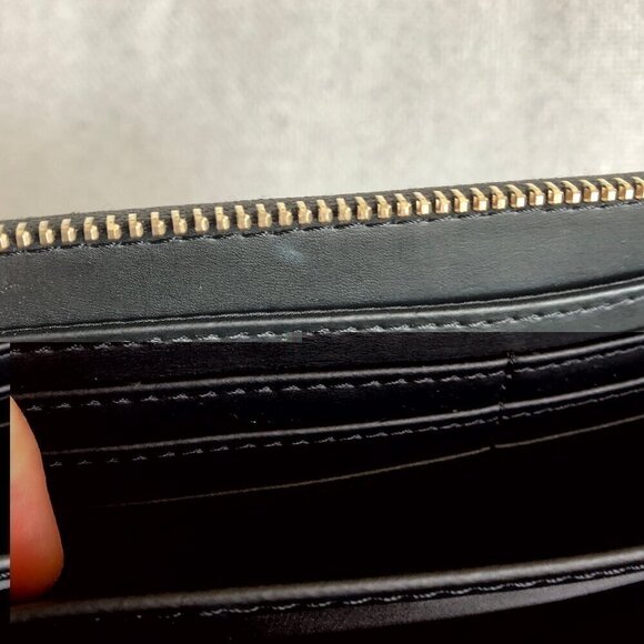 VINTAGE GUESS 1981 Black Leather Wallet Clutch Strap Studded Silver Hardware - Picture 14 of 14